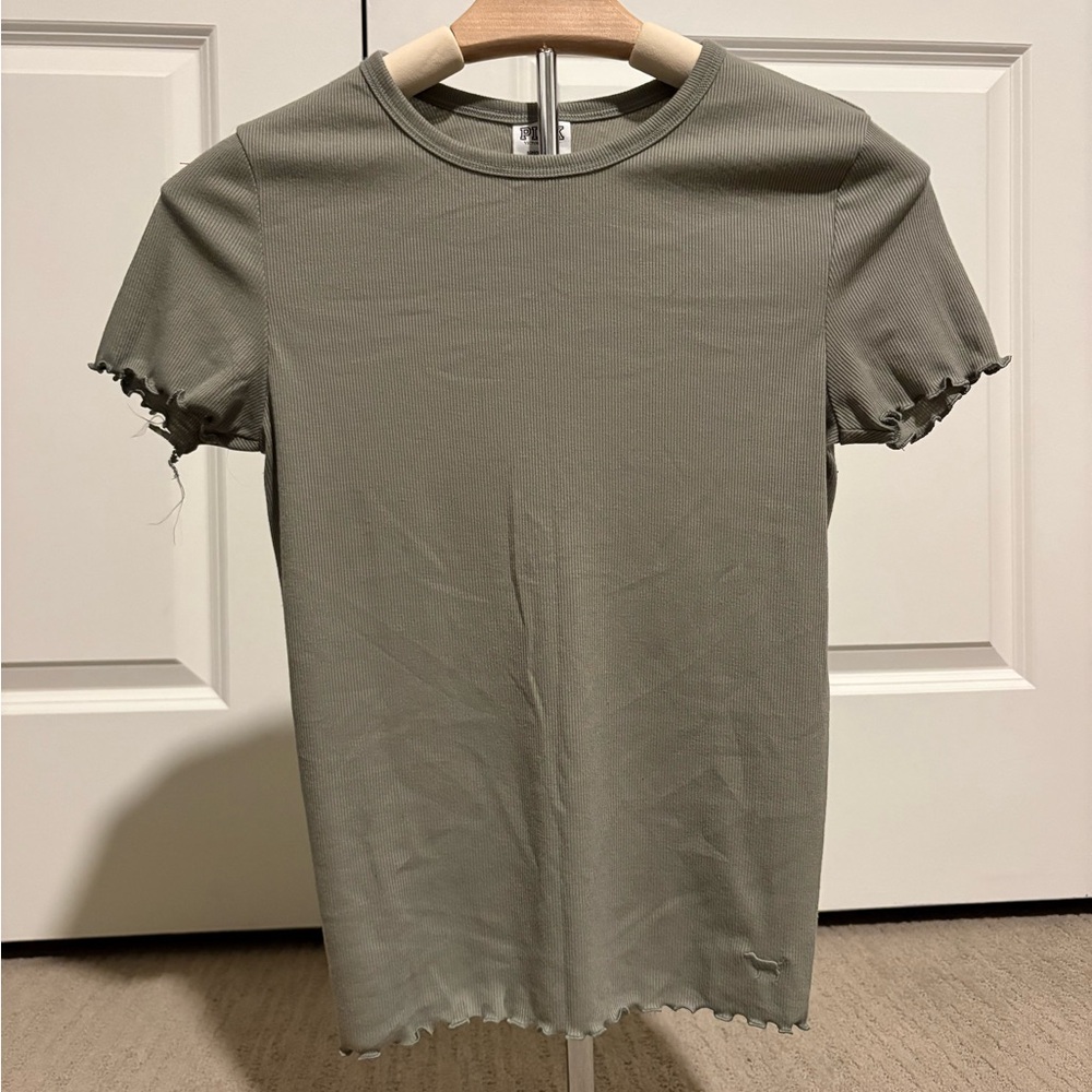 PINK Victoria's Secret Olive Short Sleeve Top